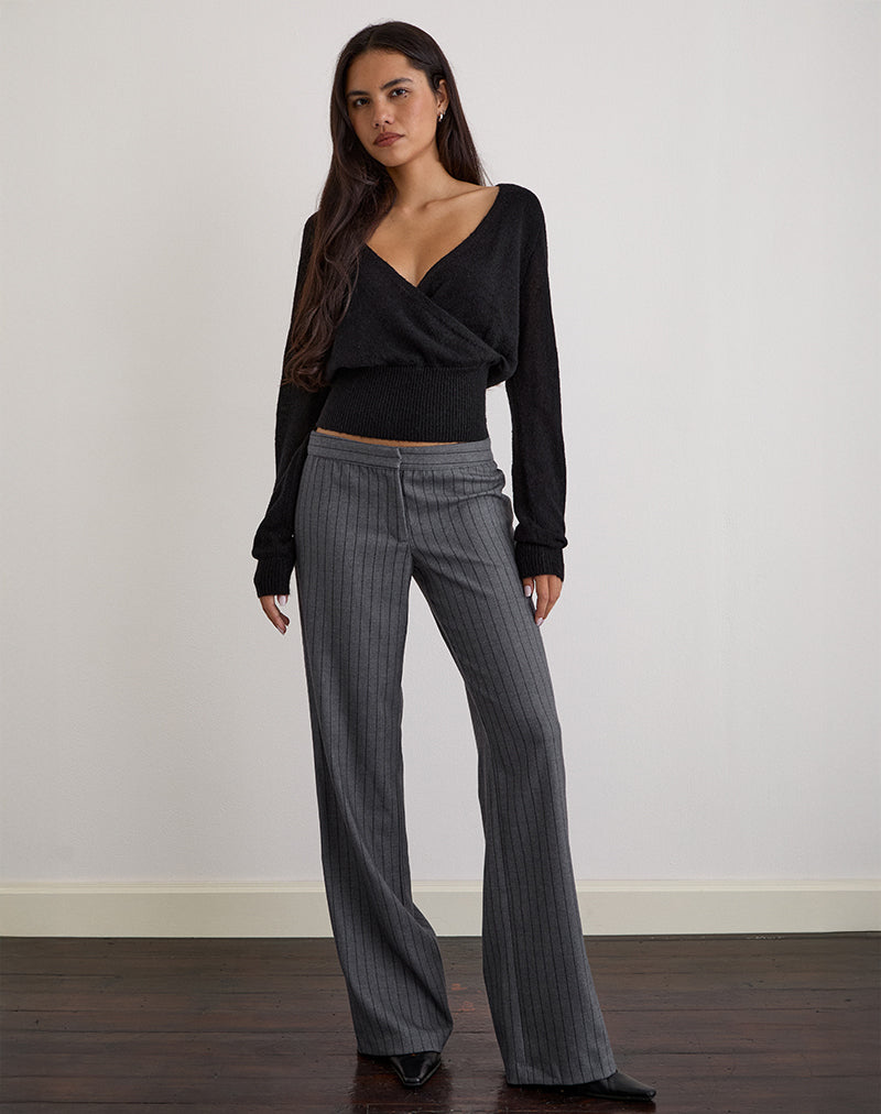 Nilza Wrap Top in Knit Black
