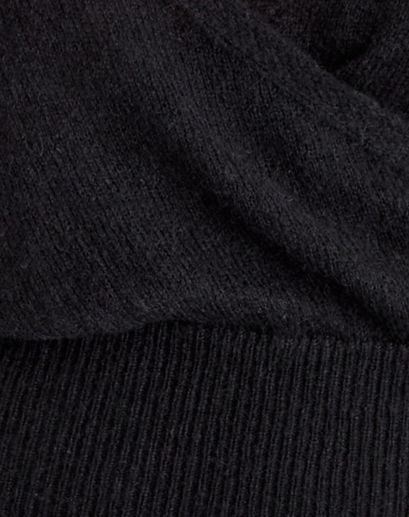 Nilza Wrap Top in Knit Black