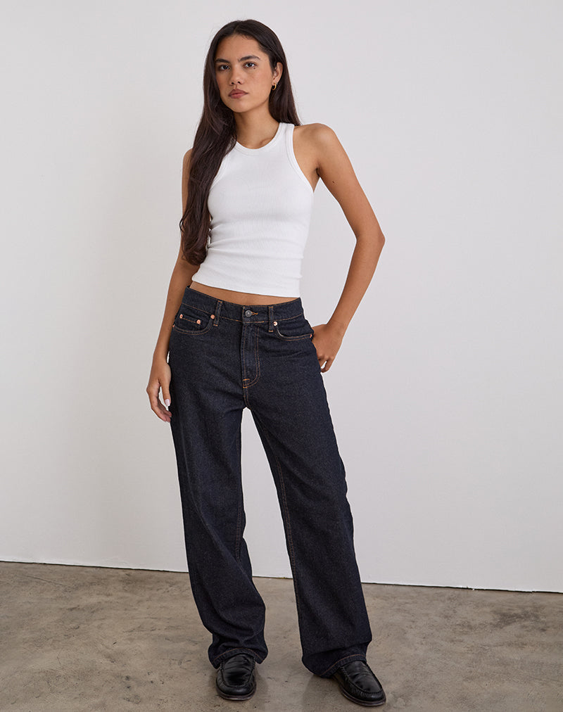 Low Slung Slim Parallel Jeans in Indigo