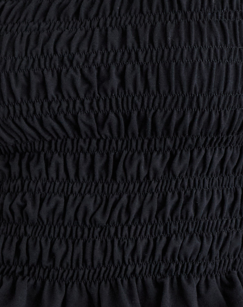 Mirita Shirred Top in Black