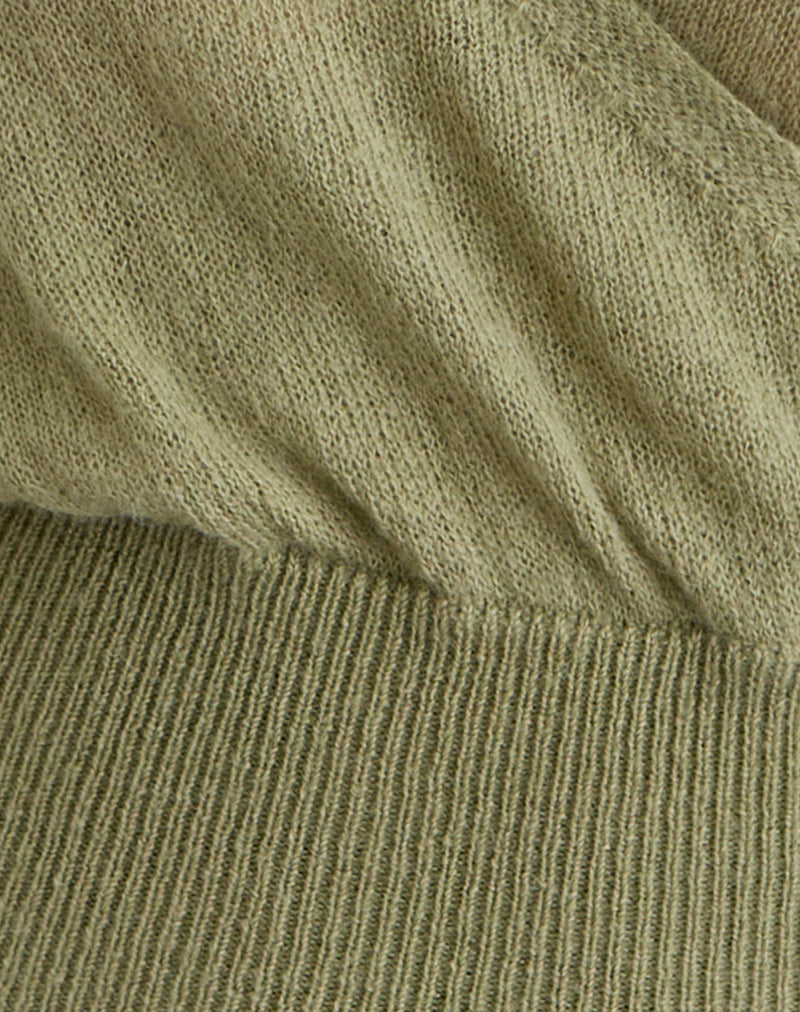 Nilza Wrap Top in Knit Sage Green