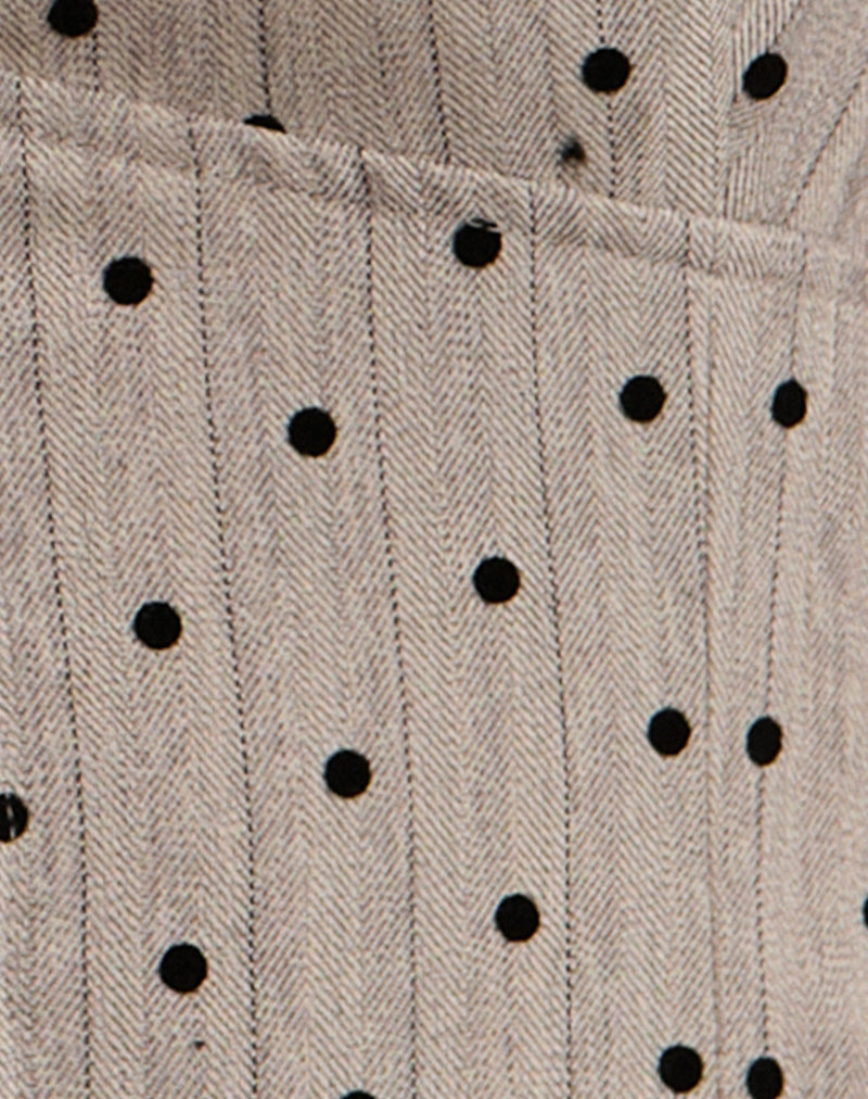 Odin Vest Top in Beige with Polka Pinstripe