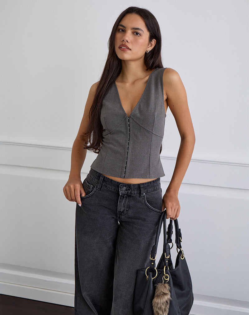 Salpa Plunge Top in Tailoring Charcoal