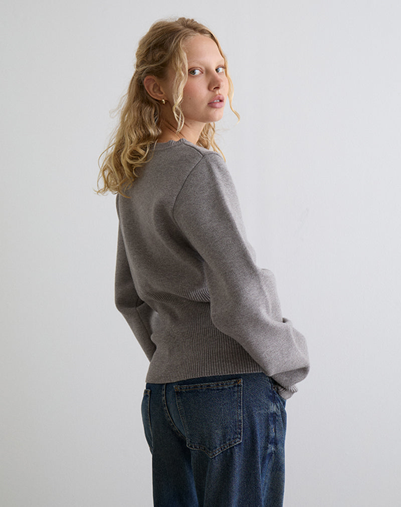 Subra Long Sleeve Cardigan in Grey