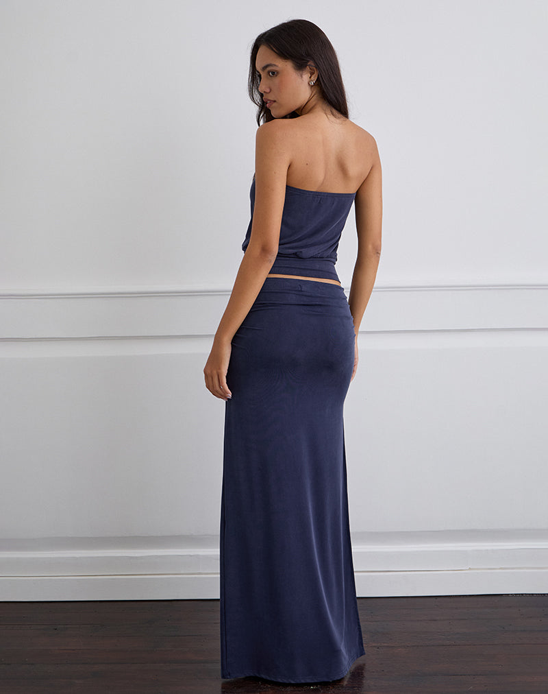Venya Maxi Skirt in Cupro Navy