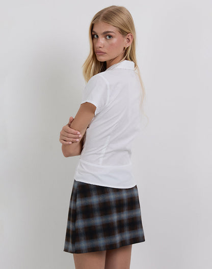 Aguna Mini Skirt in Blue and Brown Check