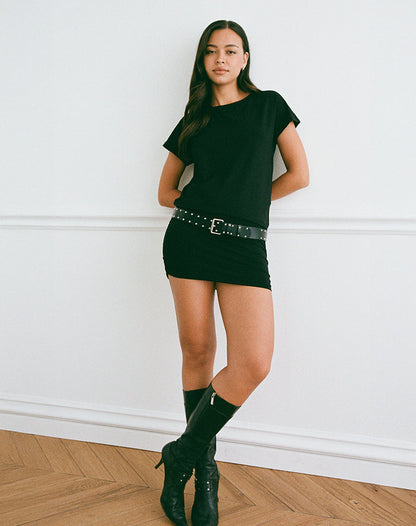 Amelina Backless Mini Dress in Black