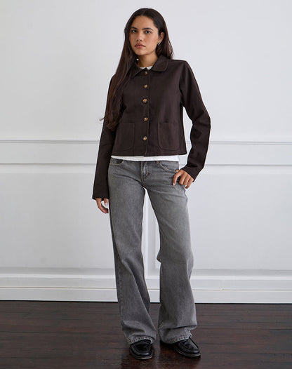 Calva Boxy Jacket in Chocolate Brown