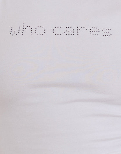 Chihiro Puff Sleeve Baby Tee in White Who Cares