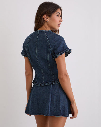 Dunya Top in Chambray Vintage Blue