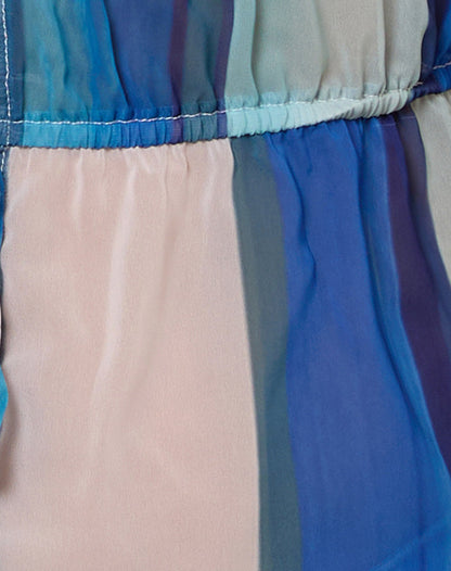 Hassna Halter Top in Chiffon Painted Stripe Blue