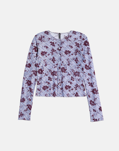 Kahula Top in Lotus Flock Check Lavender