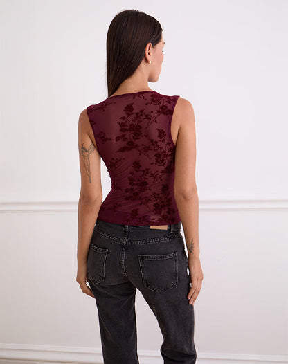 Lihat Top in Botanical Flock Flower Maroon