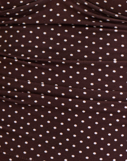 Lycia Plunge Top in Micro Polka Brown