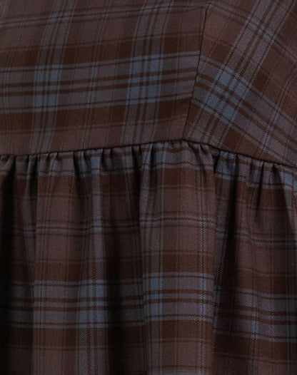Mikayla Mini Dress in Burgundy and Blue Check