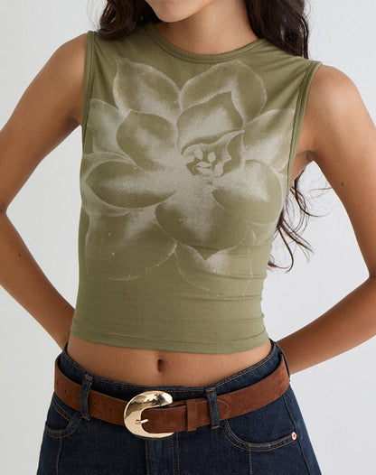 Monlo Top in Jersey Mono Floral Lime