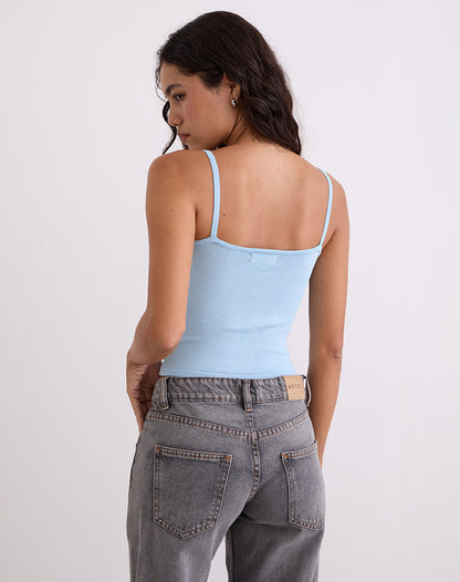 Ziva Knit Cami Vest Top in Blue