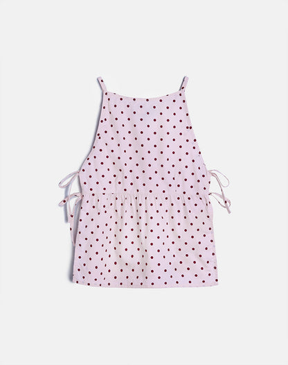 Palsi Tie Side Top in Pink with Medium Polka Red