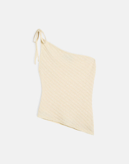 Rusana Top in Sheer Diagonal Knit Buttercream