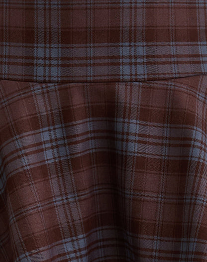 Sakta Peplum Skirt in Burgundy and Blue Check