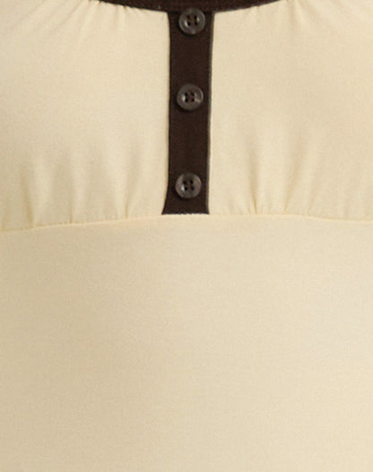Shou Top in Buttermilk with Brown Binding