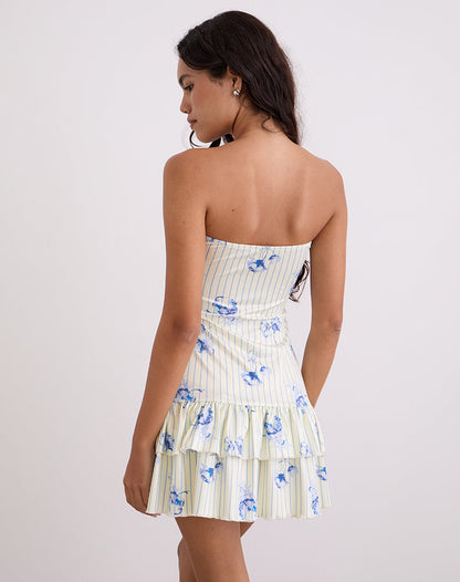 Sitav Dress in Floral Stripe Cream