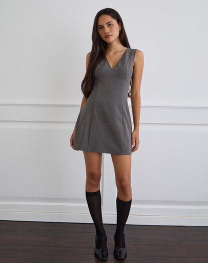 Thaif Mini Dress in Tailoring Charcoal