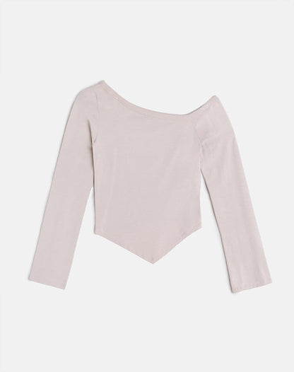 Wakana Asymmetric Long Sleeve Top in Cannoli Cream
