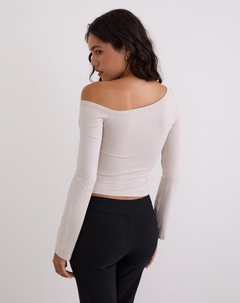 Wakana Asymmetric Long Sleeve Top in Cannoli Cream