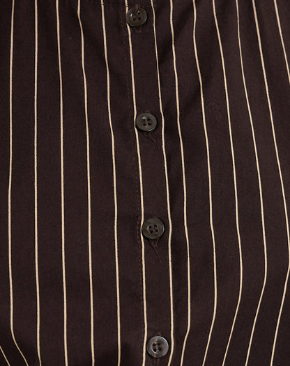 Yarala Blouse in Mono Pinstripe Chocolate