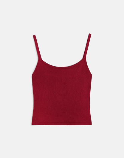 Ziva Knit Cami Vest Top in Burgundy